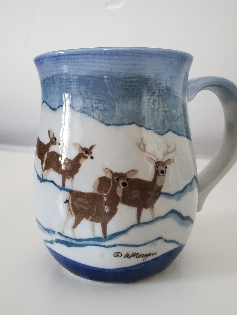 Vintage Otagiri Blue Deer Mug | Hand-Painted Made in Japan